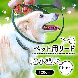 ペット用 リード 超小型犬用 レッド 120cm 本革 ペット 犬 愛犬 ワンちゃん 超小型犬 首輪 リード 本革 レザー 牛革 牛 散歩 さんぽ ウォーキング おしゃれ 消耗品 大阪府 松原市